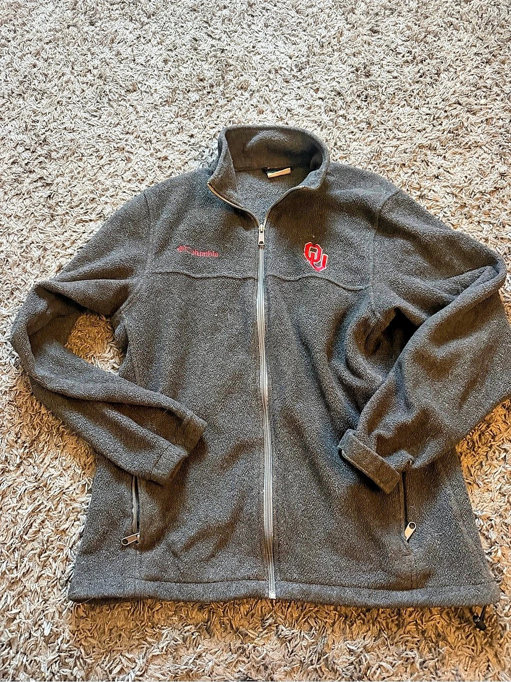 Columbia Oklahoma Sooners Full Zip Fleece Jacket Gray